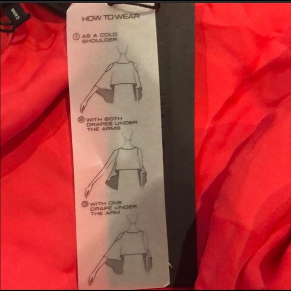 Halston Red drape sleeve dress Large - Picture 6 of 6